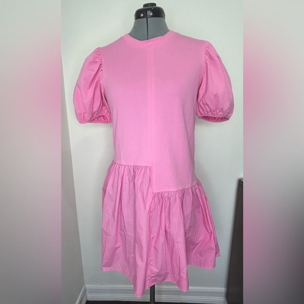 ENGLISH FACTORY - Puff Shoulder Mixed Media Minidress Size XS - Picture 6 of 13